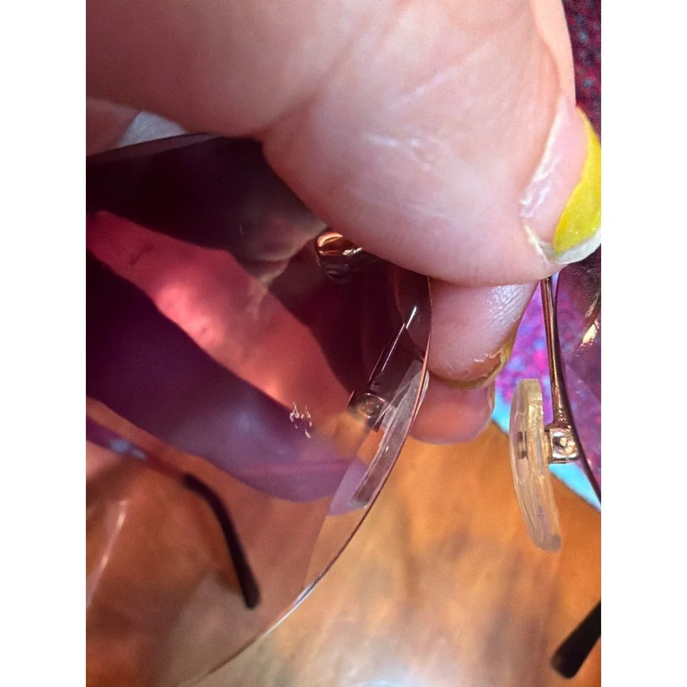 Oversized Rimless Scalloped Flower Sunglasses Purple Gradient UV400 J10450